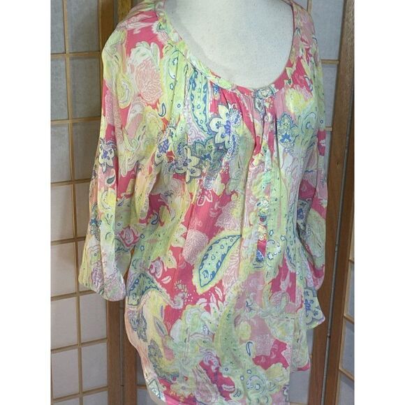 American Living Med Tropical Blouse - Picture 11 of 14
